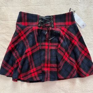 Red Plaid Skirt Fall Winter Christmas Tartan Mini Skirt Size M